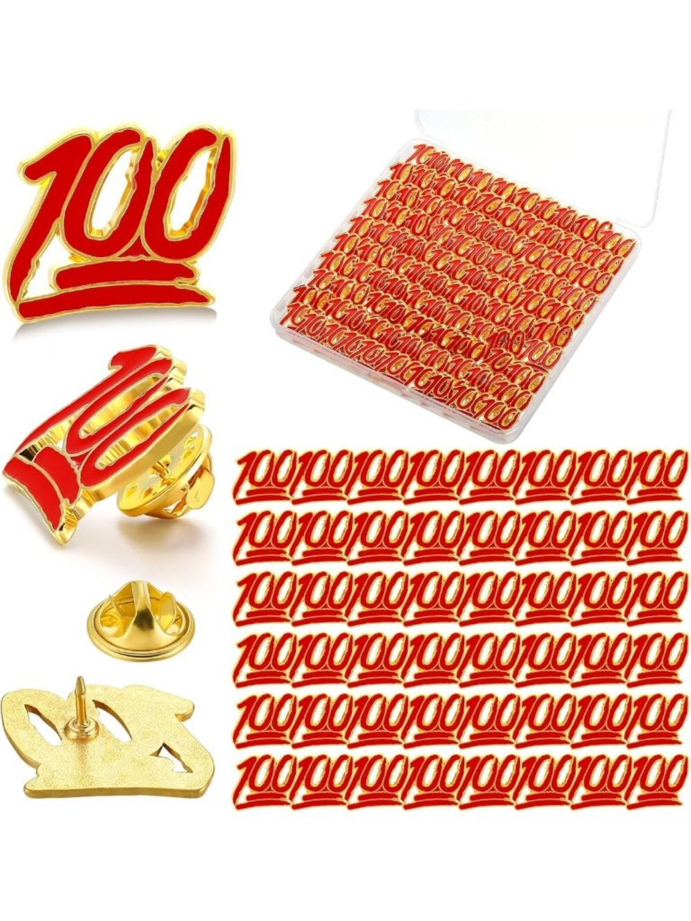 100 Enamel Pins Set - 100 Unique Shapes for School, Classroom, Teacher Gifts